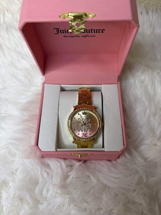 Juicy Couture Gold Tone Watch Pink Gold Ombre Dial Choose Juicy Rhinestone NWT main image 4